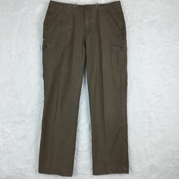 Cabela's Womens‎ Pants Cargo Relaxed Brown Mid Rise Flap Pockets 6 - Picture 1 of 12